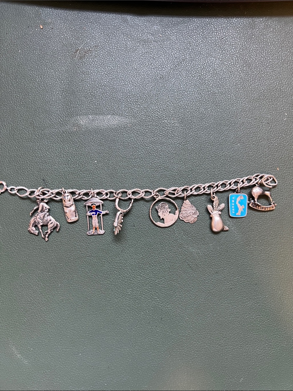 Vintage Travel Souvenir Charm Bracelet Enamel 25g